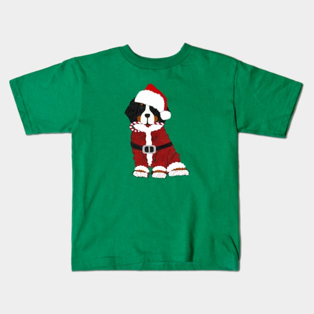 Christmas Bernese Mountain Dog Santa Claus Kids T-Shirt by EMR_Designs